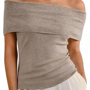 Off-Shoulder Beige Sweater